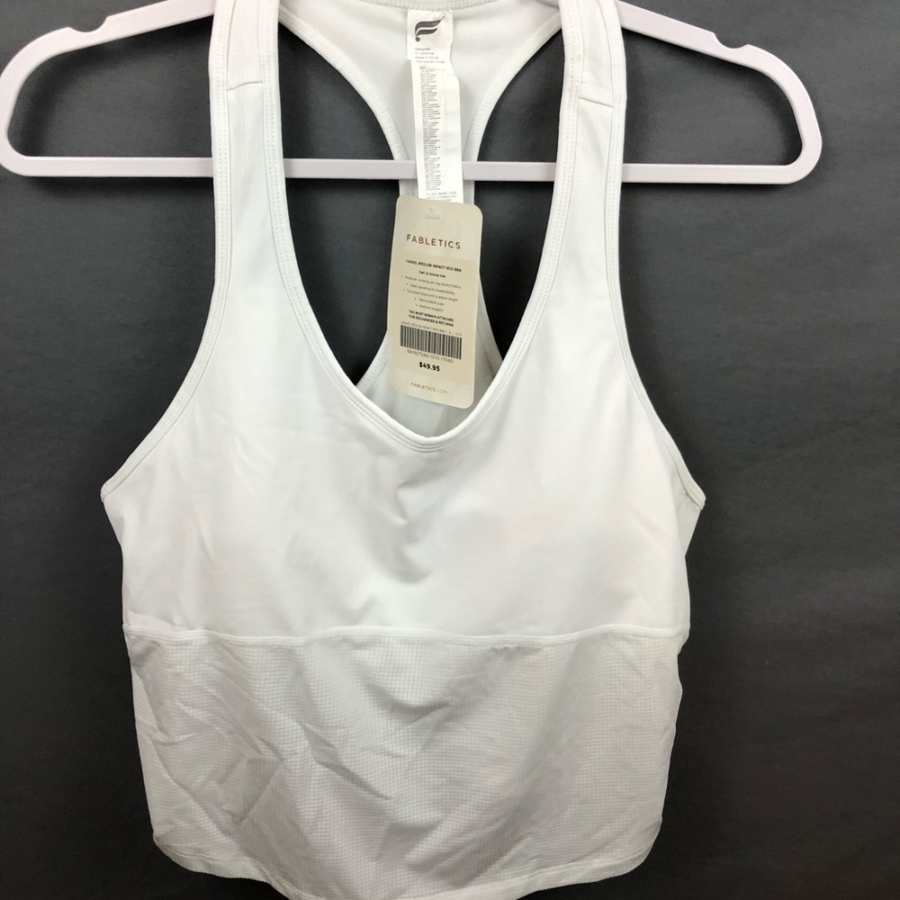 White Fabletics crop top